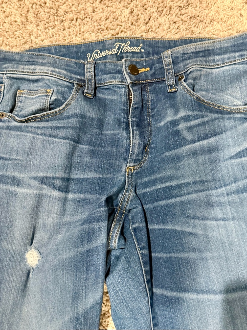 Universal Thread Women's Blue Boot Cut Jeans with Faded Whiskering